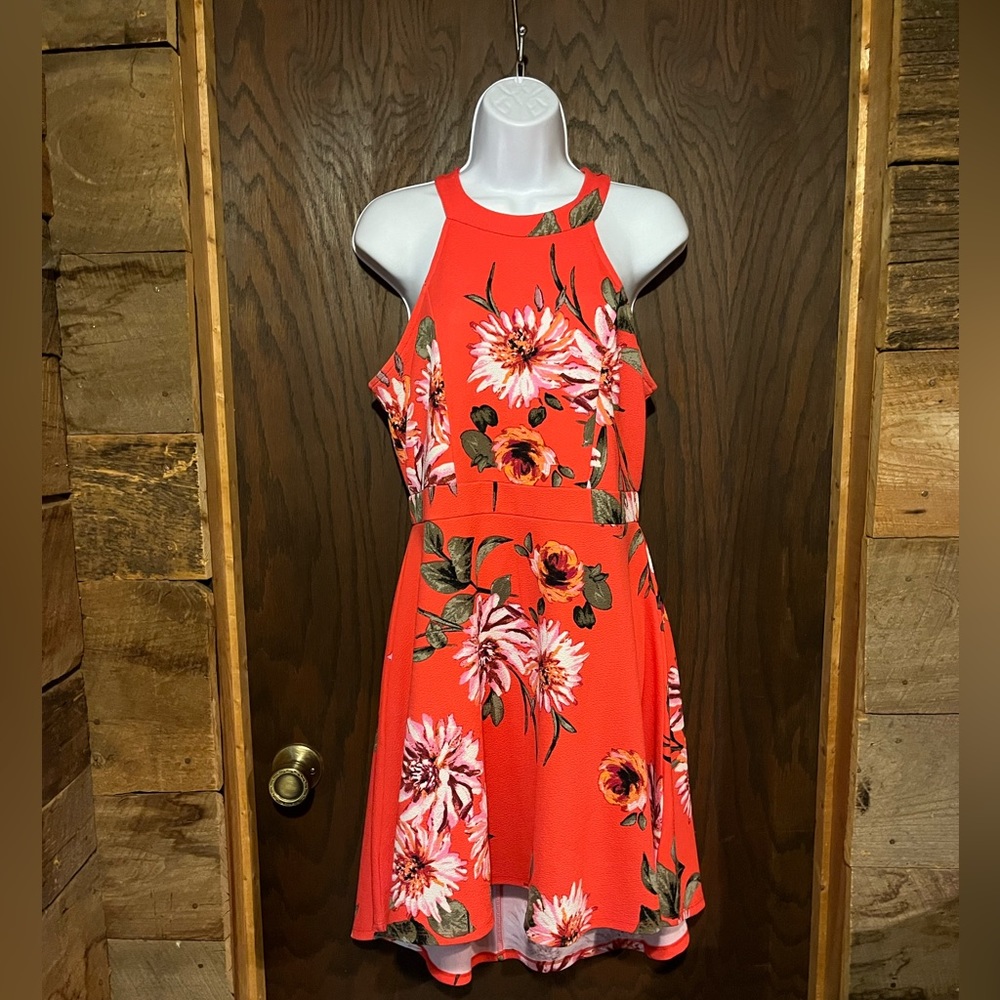Coral halter dress